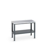 Bott Cubio Framework Bench (Stainless Steel) with Full Depth Shelf, 1500x900x740-1140mm, anthracite grey
