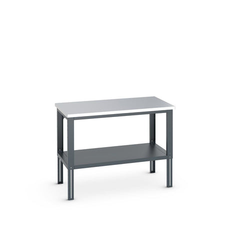 Bott Cubio Framework Bench (Stainless Steel) with Full Depth Shelf, 1500x900x740-1140mm, anthracite grey