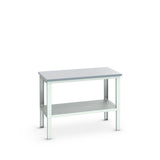 Bott Cubio Framework Bench (ESD Laminate) Adjustable Height with Full Depth Base Shelf, 1500x900x740-1140mm, light grey