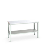 Bott Cubio Framework Bench (Steel Clad) with Full Depth Shelf, 2000x900x740-1140mm, light grey