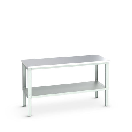 Bott Cubio Framework Bench (Stainless Steel) with Full Depth Shelf, 2000x900x740-1140mm, light grey