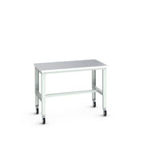 Bott Cubio Mobile Framework Bench (Stainless Steel), 1500x900x840-1140mm, light grey