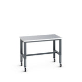 Bott Cubio Mobile Framework Bench (Stainless Steel), 1500x900x840-1140mm, anthracite grey