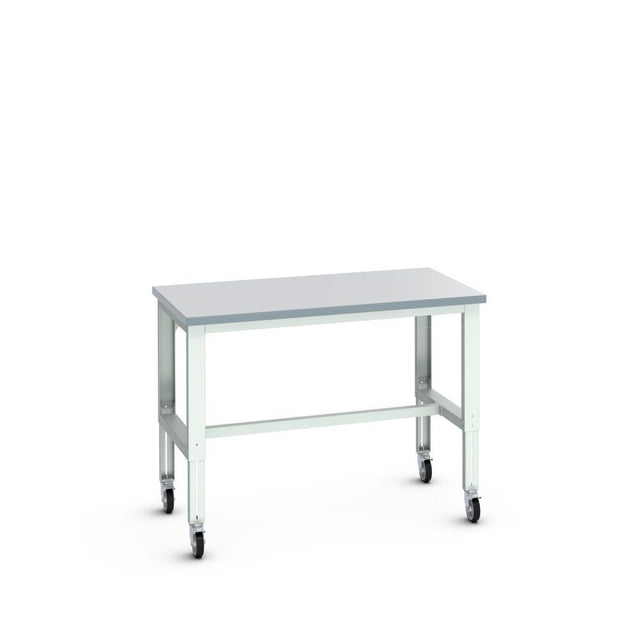 Bott Cubio Mobile Framework Bench (ESD Laminate) Adjustable Height, 1500x900x840-1140mm, light grey