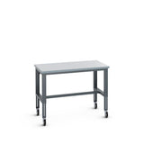 Bott Cubio Mobile Framework Bench (ESD Laminate) Adjustable Height, 1500x900x840-1140mm, anthracite grey