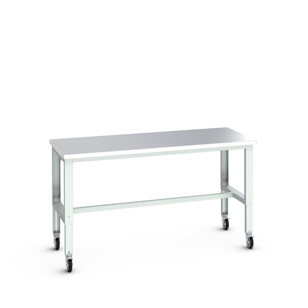 Bott Cubio Mobile Framework Bench (Stainless Steel), 2000x900x840-1140mm, light grey