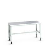 Bott Cubio Mobile Framework Bench (Stainless Steel), 2000x900x840-1140mm, light grey