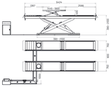 Dama Isotech 6T Wheel Alignment Scissor Lift, 5400mm Platform Length HIEQ1336 dimension drawing