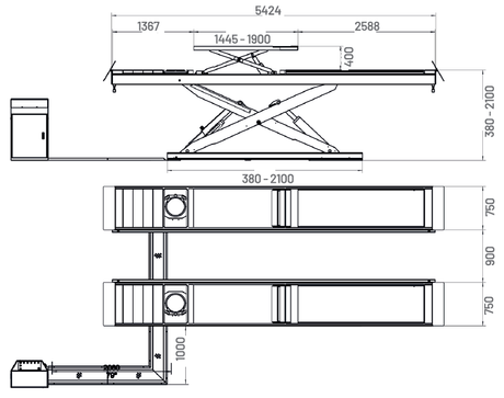 Dama Isotech 6T Wheel Alignment Scissor Lift, 5400mm Platform Length HIEQ1336