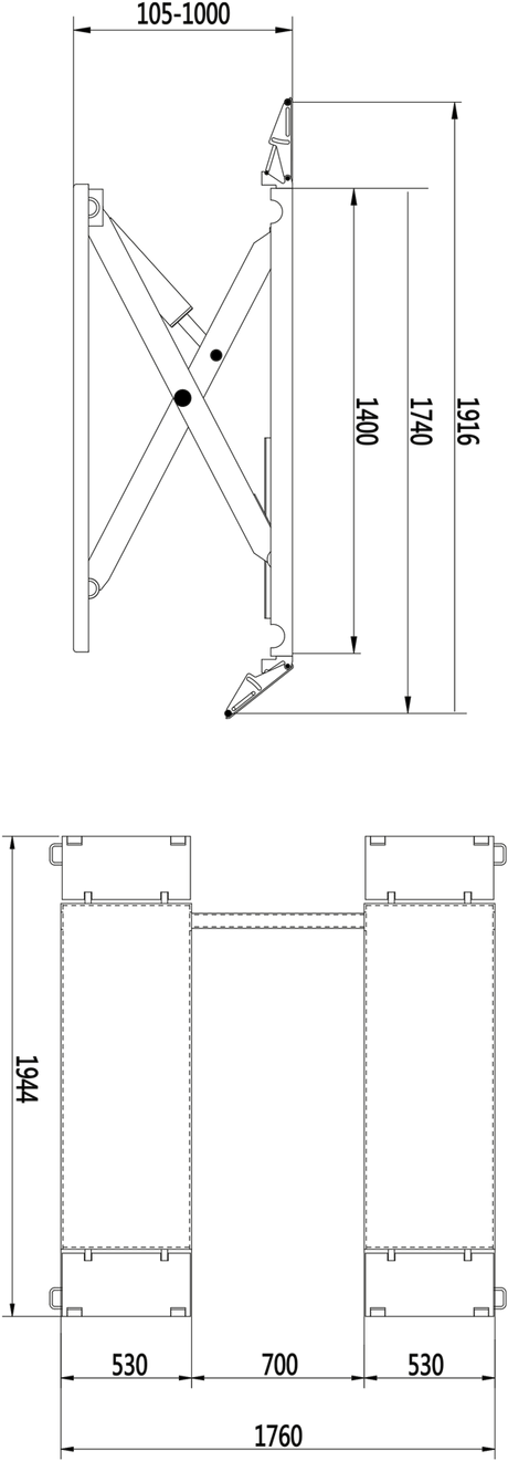 Dama 3.5T Mobile Scissor Lift, Heavy Duty HDM35MV dimension drawing