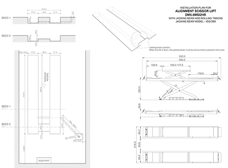 Dama HDM5.5MSI2HR Wheel Alignment Scissor Lift with Jacking Beam Rails - Image 2