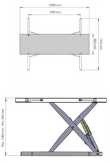 Dama Bodyshop Scissor Lift HDM30SPN dimension drawing