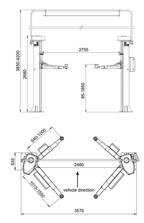 Dama HDM4.0EM Electromechanical 2 Post Lift - Image 2