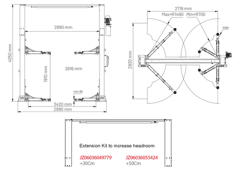 Dama HDM4.0T/SB2EV 2 Post Lift (EV Ready) - Image 2