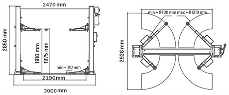 Dama HDM4.2TN Narrow 2 Post Lift - Image 2