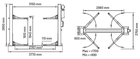 Dama HDM5.0T/2 2 Post Lift - Image 2
