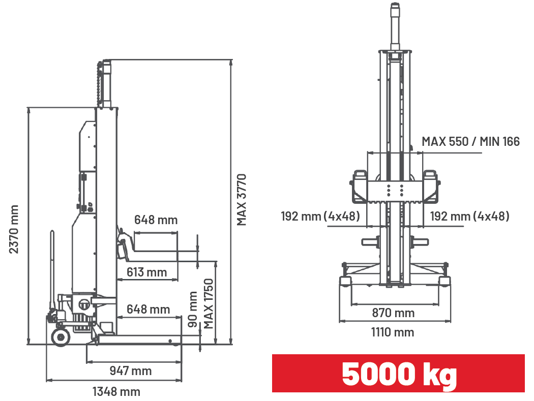 Dama HDM5500MC Wireless Mobile Column Lift Set - Image 2