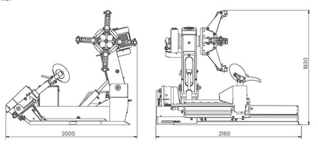 Dama Commercial/Agri Tyre Changer HDM590 dimension drawing
