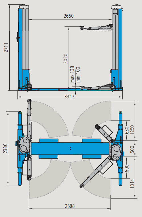 Ravaglioli KPS244HELIKA 2 Post Vehicle Lift